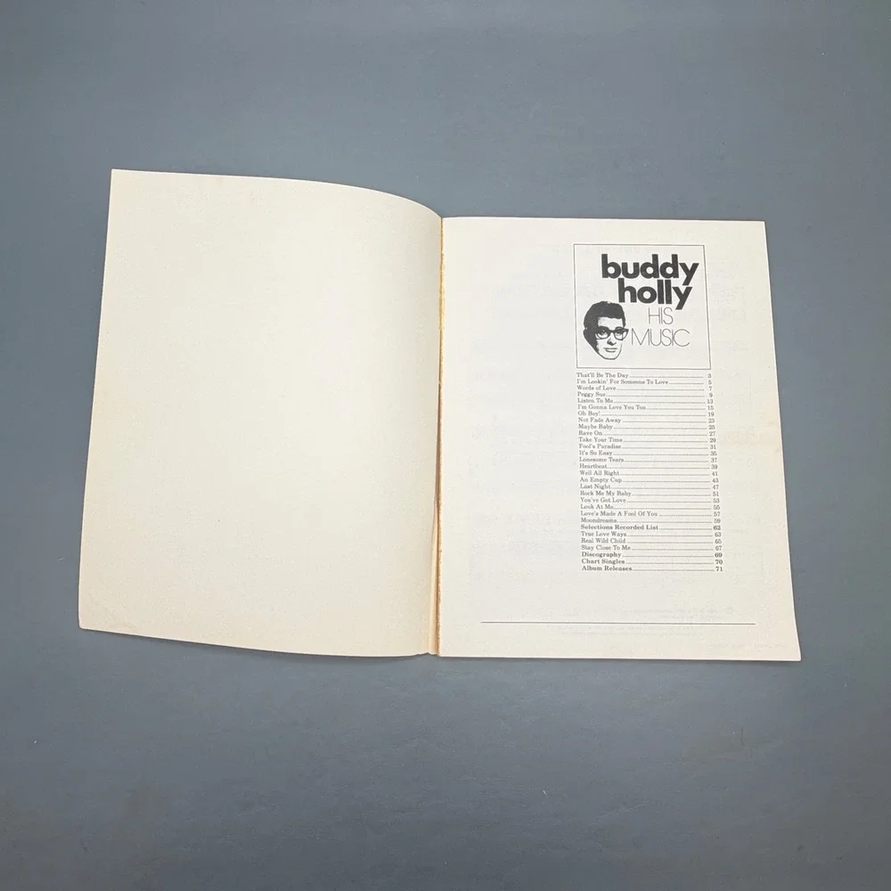 Buddy Holly: His Music 1977 Songbook Buddy Holly Sheet Music 27 songs, photos